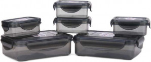 Bel Casa Lock & Store Rectangle – 125 ml, 550 ml Polypropylene Grocery Container  (Pack of 6, Grey)