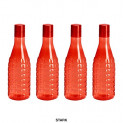 Steelo Stark Plastic Water Bottle, 1 Litre, Set of 4, Red